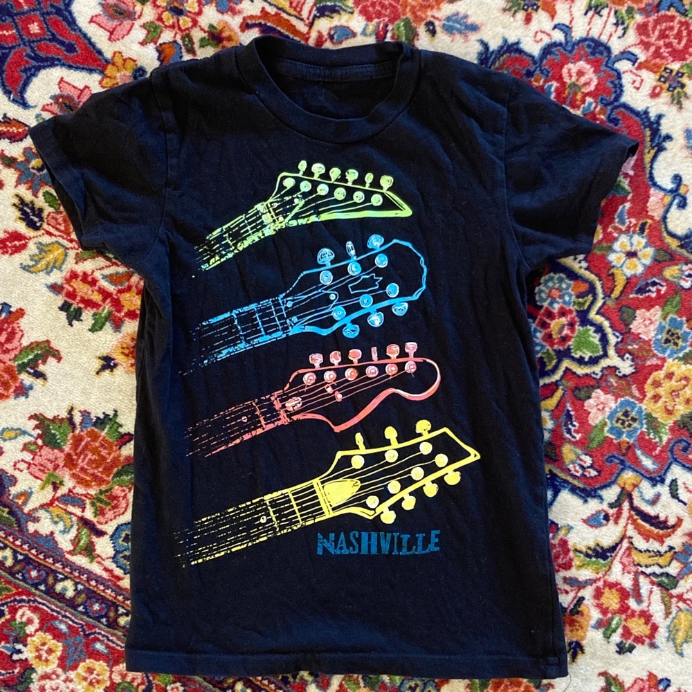 Kids “Nashville” Black Guitar T Shirt Tee Music Rock Country